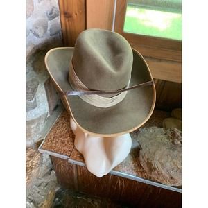 VINTAGE AUSSIE STYLE WESTERN BUSH COWBOY BROWN HAT - SZ 6 7/8